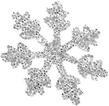 WESIEVYA Aplique Termoadhesivo Gemas de Imitación para Ropa, Parche de Copo de Nieve Plateado de 9,5 Cm, Decoración DIY para Prendas, Bolsos y Jeans, Accesorio Reparador Elegante