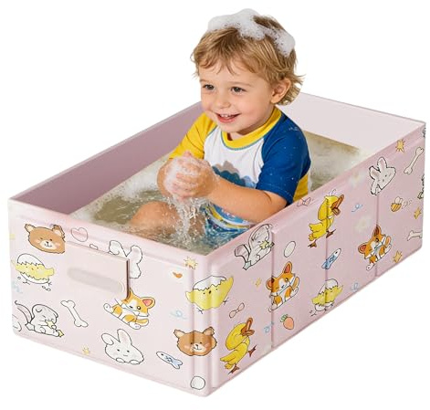 Bañera portátil plegable | Bañera Plegable que Ahorra Espacio con Tapón de Desagüe - Recipiente de baño infantil | Para ducha en casa, SPA, viajes, RV, balcón, exterior