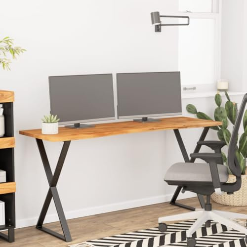 mzdioop Skrivbordsskiva 160 x 50 x 2,5 cm rektangulär av massivt akaciaträ med naturlig yta ergonomiskt utformad för kontor och hem
