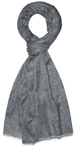 Lorenzo Cana Luxus Herrenschal Schal Schaltuch 100% Kaschmir Kaschmirschal Tuch Naturfaser Männerschal Tuch, Twill-grau-weiss, 70 x 200 cm