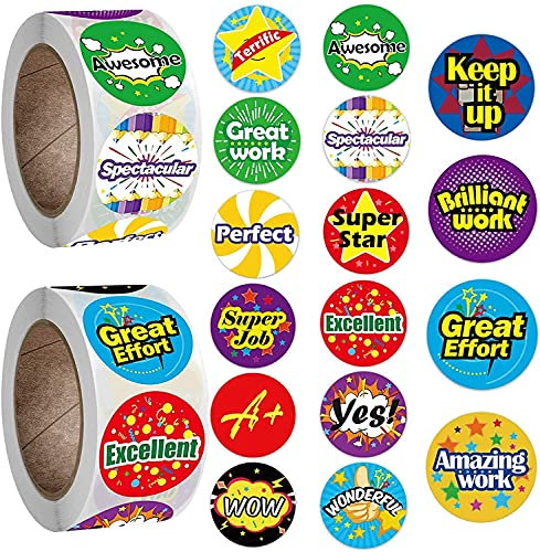 1000 PCS Reward Stickers for Teachers, School Stickers for Kids in 16 Designs, Motivational Stickers Teacher Supplies Training Stickers for Children Student Classroom