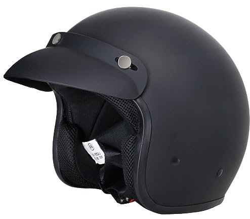 Zorax ZOR-604 Matt Black M (57-58cm) Scooter Motorcycle Motorbike Open Face Crash Jet Helmet for Men Women Road Legal ECE2206
