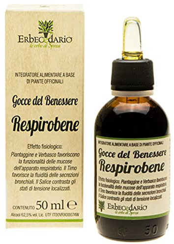 Gocce del Benessere Respirobene Erbecedario, Promuove il Benessere e la Funzionalità delle Mucose Respiratorie e Bronchiali in Caso di Raffreddore e Catarro, 1 Flacone Da 50ml