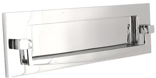 Piatto tradizionale in ottone massiccio vittoriano con battente per porta, 255 x 76 mm, cromato lucido