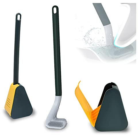 FuninCrea Scopino per WC con Testina da Golf, Spazzolone WC Silicone con Manico Lungo a 360° Senza Angoli Morti Pulizia Profonda Spazzolone Bagno WC (Verde)