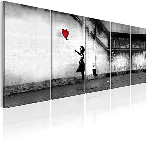 murando Cuadro Acústico Banksy 200x80 cm espuma acústica absorbe el sonido aislamiento lienzo de 5 piezas Impresión Artística Decoración de Pared Street Art Urban Mural i-C-0113-b-m