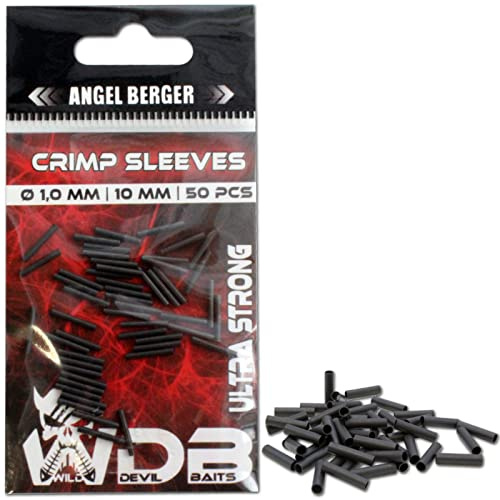 Angel-Berger Wild Devil Baits Crimp Sleeves 50 Stück Klemmhülsen Quetchhülsen Stahlvorfach Hard Mono (2,0mm)