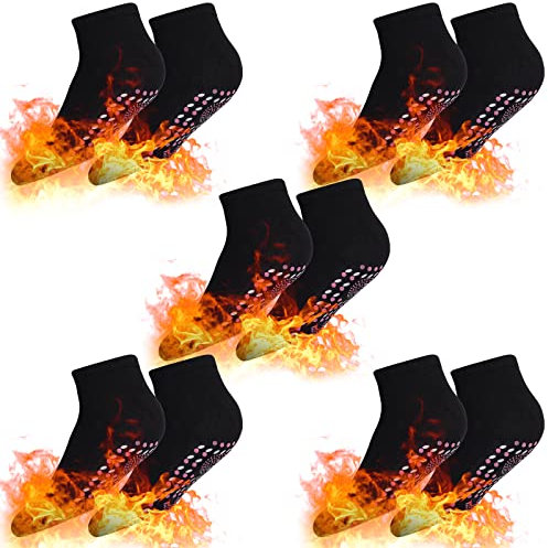 Herefun Selbsterwärmende Socken, 5 Paar Fußwärmer Socken, Winter Thermosocken Beheizbare Socken, Beheizte Socken (Schwarz2)