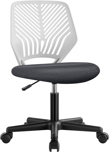 Yaheetech ergonomisch Schreibtischstuhl Bürostuhl ohne Armlehnen Drehstuhl mit Rücklehne Arbeitsstuhl höhenverstellbar 136 kg belastbar 50 x 55 x 79-92 cm Dunkelgrau