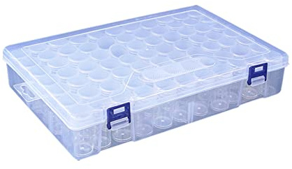 JAWSEU Caja de plástico para bordado de diamantes, 28 compartimentos, caja de almacenamiento de accesorios de pintura de diamantes, cajas de clasificación de diamantes transparentes para pie