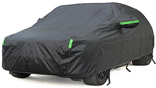 BEXITA Auto Abdeckplane wasserdichte Autoabdeckung mit Baumwollfutter Autoplane für Regen Sonne Staub Schutz Autoabdeckung Schwarz Vollgarage Schrägheck; Größe L: Max430cm
