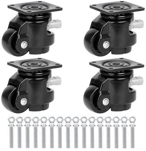 Kurtzy Pack de Ruedas para Muebles Pesados - 4x Ruedas Giratorias 360° Ajustables con Mango de Trinquete para Mover Mesa Sofá Cómoda - con Capacidad de Carga hasta 500 kg