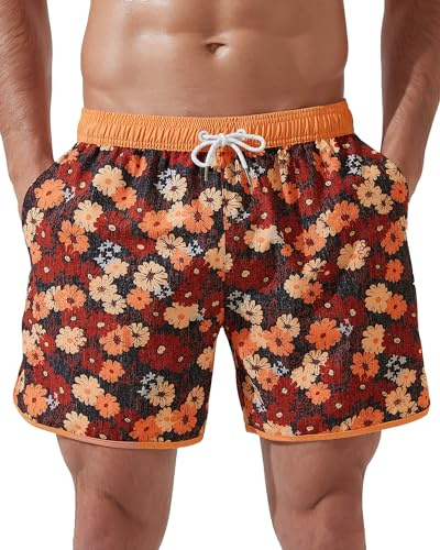 Arcweg badshorts för män 2 i 1 vintage badbyxor med kompressionsfoder snabbtorkande surfing stretchiga strandshorts