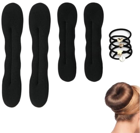 4 PCS Accesorios Pelo Mujer, Moños Accesorios, Redecilla Moño Ballet Niña, Redecilla Moño Ballet Niña, DIY Moño Donas, Herramienta para Peinados Rápidos y Fáciles - fósforo 4 bandas elásticas