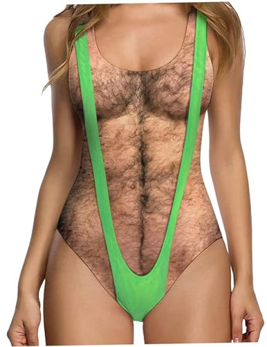 Roliga badstudior för kvinnor, 3D-bikini tryckta organ badkläder, sexiga höga klippta badkläder, elastisk lurvig baddräkt, lurvig baddräkt till, Storlek L:, L