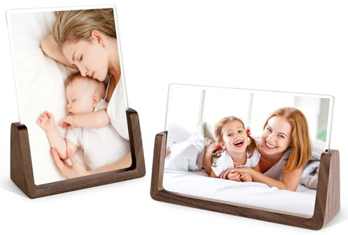 Marco de Fotos, 15x20cm Marco de Fotos de Madera, Acrílico, Regalos con Fotos Personalizadas, Horizontal + Vertical, para Hogar, Oficina (8 inch)