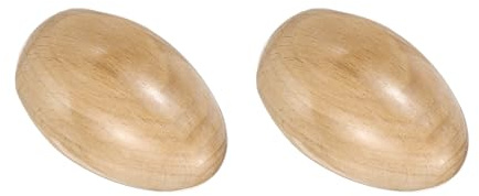 sourcing map 2 Pcs Wood Egg Shaker Wood Musical Eggs Hand Percussion Shaker Wooden Hand Percussion Instrument for DIY Painting Music Learning Easter Party Performance (Wood Color)