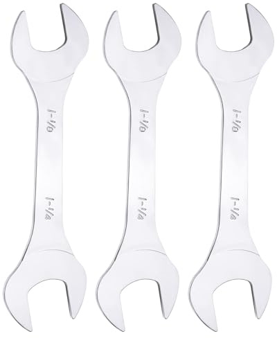 HARFINGTON 3pcs Double Open End Thin Wrench Set 1-1/8 × 1-1/4 SAE Super Thin Small Flat Head Wrench Mirror Polished Open Ended Spanner for Automotive Repair Furniture Assembly