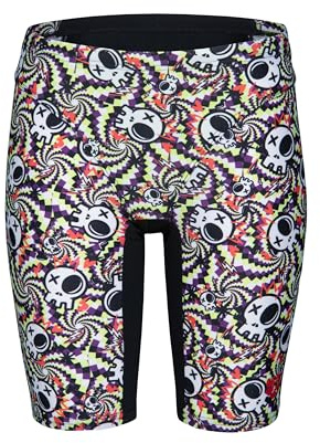 Arena Boys' Performance Fun Skulls Youth Athletic Racing Pool Training Swim Jammers Shorts, Multicoloured, Black/Black, 26 Children and Youth