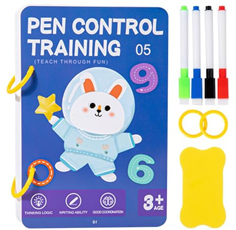 Raccoglitore di Scrittura per Bambini - Libro di Controllo delle matite cancellabili, Guida Pratica di Pre-Scrittura, Strumento di apprendimento Divertente, all'educazione precoce | Taccuino di