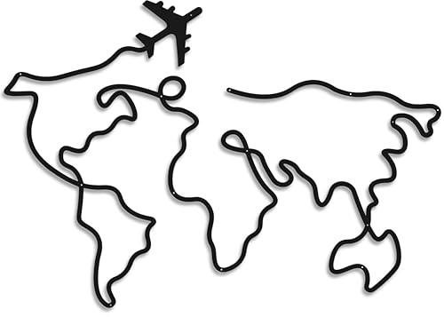 Dkant Mapa Mundi Pared Grande (115x85 cm) - Cuadros Decoracion Salon Modernos - Decoracion Pared Metal para Habitacion, Cocina y Oficina - Facil Fijacion (Tornillos Incluidos)