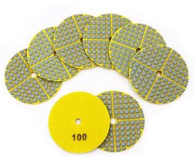 SHDIATOOL Disco de Pulido Diamante Grano 100-8 Piezas 100mm Discos para Pulir Mármol Granito Cuarzo Piedra en Seco Adecuado para amoladoras angulares