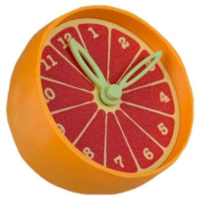 Citrus väggklocka – köksväggklockor för dekoration | 8,5 cm ABS-material, batteridriven skrivbordsklocka för spårning, miniatyrbord tillbehör nattduksbord, estetisk rumsdekor studenter