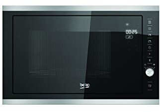 Beko MGB 25333X Microondas Integrable con Grill, 900 W, 25 litros, Acero inoxidable/Cristal Negro