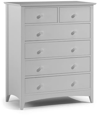 Julian Bowen Cameo Chest of Drawers with 4 + 2 Drawers - Dove Grey - Elegant and Practical Storage