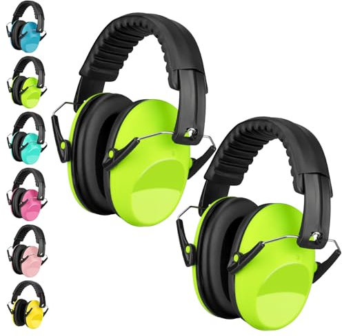 BraveKoi Gehörschutz Kinder - Lärmschutz Kopfhörer Faltbar, Kapselgehörschutz Schule SNR 27dB, Ohrenschützer Kind für Kinder von 3–16 Jahren (Grün/ 2 Stück)