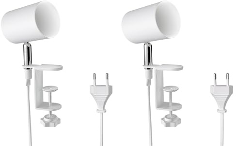 ledscom.de 2x klämlampa WAIKA, strömbrytare, vit matt, 1x GU10 max. 15W