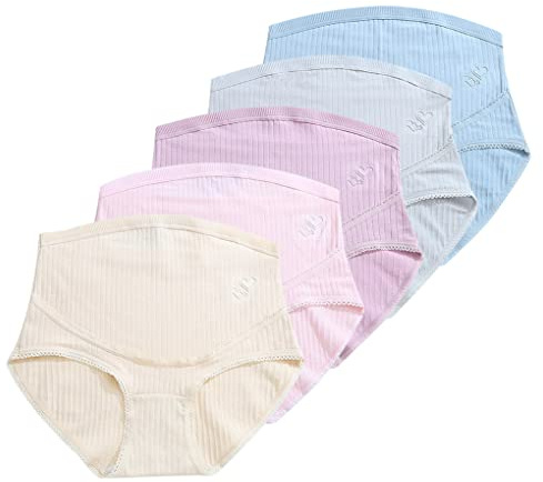 ACMEDE Mutande Gravidanza - Mutandine Premaman - Slip maternità - Biancheria Intima Maternitá Mutanda per Premaman Cotone Mutandine per Gestante a Vita Alta Mutande 5 Pack
