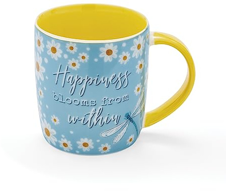 Cooksmart English Meadow Happiness Stoneware Barrel Mug | British designed, large capacity, durable finish, easy-clean surface, gift-ready presentation