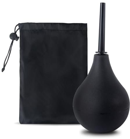 BAIYSFFG Enema Bulb Douche for Men & Women, Reusable Cleaning Silicone Slim Nozzle Douche, Safe Comfortable Rubber Washing Cleaning Douche Kit,160 ML, Black