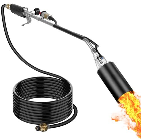 Heavy Duty Weed Torch Burner, Propane Torch Weed Burner 340,000 BTU, Self Igniting Flame Weeder for Weeding,Road Marking,Roof Asphalt,Ice Snow,Welding