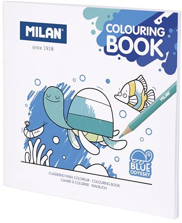 MILAN Blue odyssey målarbok - 21 x 21 cm - 1 st - blå - 140 gr - 20 teckningar av havsdjur - hållbart papper - rekommenderas från 4 år