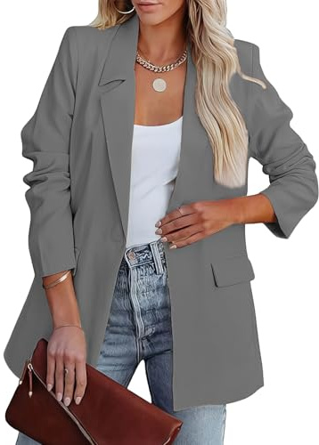 MGizo DtiSpectrum Blazer de Mujer - Chaqueta de Traje Holgada de un Solo Pecho con Abertura Frontal para el Trabajo, Chaquetas de Negocios con Cuello de Solapa y Manga Larga.
