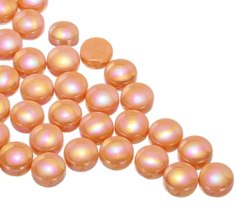 QUARKZMAN Keramiska pärlor, 70 stycken platta keramiska pärlor skimrande orange 0,22 pund (0,47–0,87 tum) keramiska kulor vasfyllning stenar
