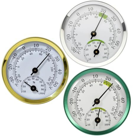 Toddmomy Termómetro Higrómetro Decorativo de Aluminio para Interiores y Exteriores Medidor de Temperatura y 3 Piezas para y Patio Diseño Práctico y Funcional