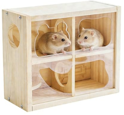 Casa para Hámsters Cabaña de Madera con Múltiples Cámaras y Enriquecimiento