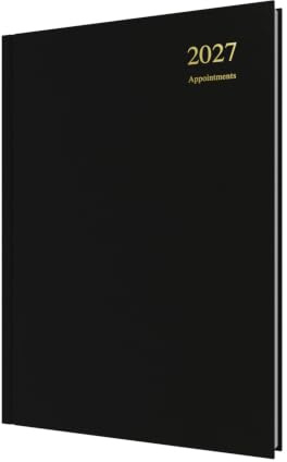 2027 Calendar Year Planner - 12 Month A4 Day-to-Page Diary - Hard Cover in Black - Collins Debden Essential Range (ESSA41A.99-27)