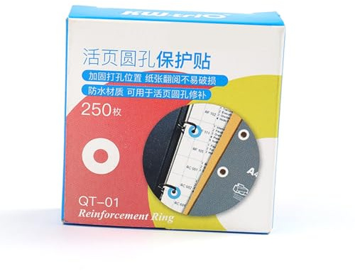Cocoarm Autocollants de Renfort de Trou de Papier à Feuilles Mobiles, Renforts de Perforation Auto-adhésifs en PVC 250 étiquettes 6 Mm ID 15 Mm OD pour Classeurs, Cahiers, Fichiers, école, Bureau,