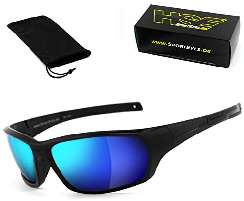HSE® SportEyes® | Sportbrille, Fahrradbrille, Radbrille, Bikerbrille | beschlagfrei | windabweisend | UV400 Schutzfilter, HLT® Sicherheitsglas nach DIN EN 166 | Sportbrille für Damen und Herren