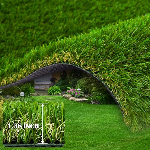 Artificial Garden Grass 3 ft x 5 ft (15 Square ft) Premium Lawn Turf, Realistic Fake Grass, Deluxe Synthetic Turf, Thick Pet Turf, Perfect for Carpet Doormat Indoor/Outdoor Landscape