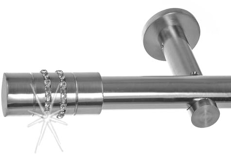 BASIT Gardinenstange mit Wandhalterung 240 cm lang Edelstahl Look im Set 1-läufige Gardinenstange Wandmontage Ø20mm Metall I 120-600 cm verfügbar H31