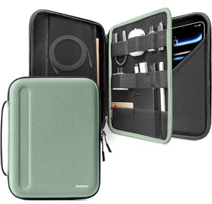 tomtoc Borsa Custodia Tablet per 13 Pollici iPad Pro M5/M4 & iPad Air M3/M2 2025-2024, 12,9'' iPad Pro 6/5/4 M2&M1, EVA Rigida per Tastiera Magic/Smart Keyboard/adattatore/cavo/USB Hub/Apple Pencil