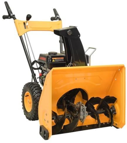 vidaXL Schneefräse 6,5 PS Reversierstarter Benzin Loncin G200F 4 Takt Luftgekühlt Schneeräumer 3,8 kW Schneeschieber Räumbreite 61cm Gelb Schwarz