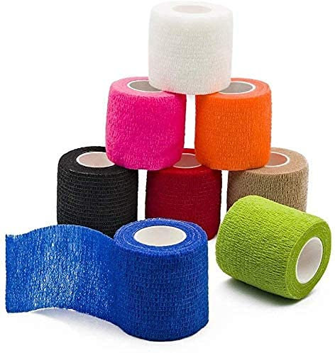 QiGui 8 Rouleaux Bandage Autoadhésif Cohesif et Médical - Pansements Élastiques Sportifs et Vétérinaires pour Poignets, Chevilles, Mains, Pieds 5cm x 4.5m