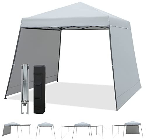 COSTWAY Carpa Plegable 3X3, 2 Paredes Laterales, Cenadores para Jardin Diseño Pop up, Pergolas de Jardin con Bolsa de Ruedas, Altura Ajustable Verde