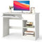 COSTWAY Escritorio Ordenador con Cajones, Mesa Escritorio con Bandeja Extraíble para Teclado y Estantes Ajustables, Mesa Ordenador 108 x 48 x 75 cm, Blanco